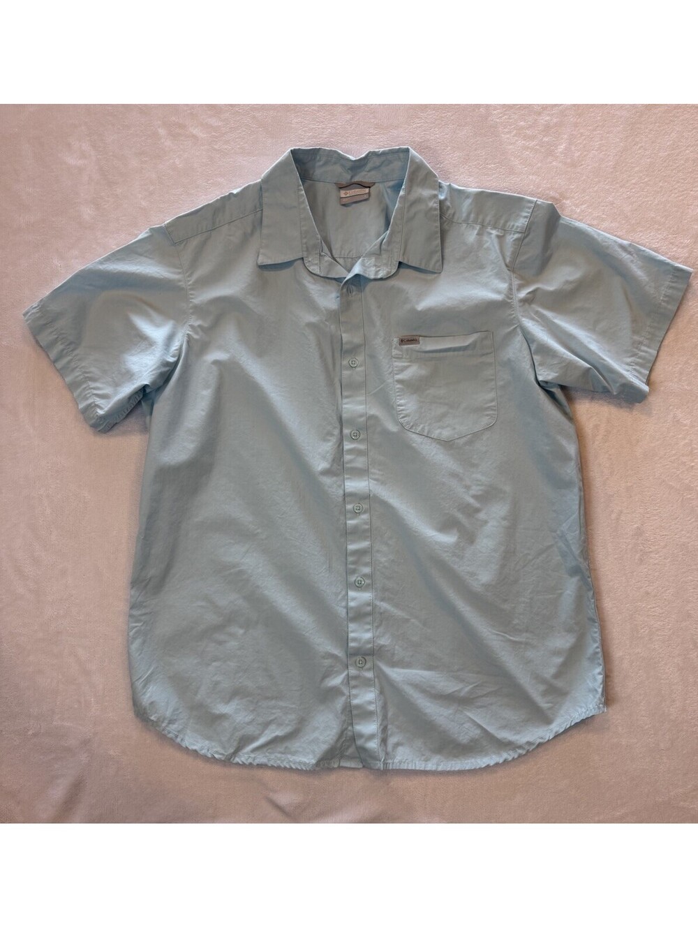 Columbia Men's Medium Button Up Shirt Light Blue Sz Large-100% Cotton NWOT
